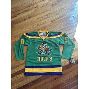 CCM Heroes Of Hockey Mighty Ducks Jersey Ressie Cups #8 Size 48 Fight Strap NWT